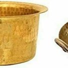 Kitchen Utensil Brass Hammered Kadai Wok 4 Liter With Patila 4 Liter Topia Tope