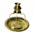 BANSIGOODS Brass Pooja Plate Thali with Shivling Stand and Abhishek Lota Kalash