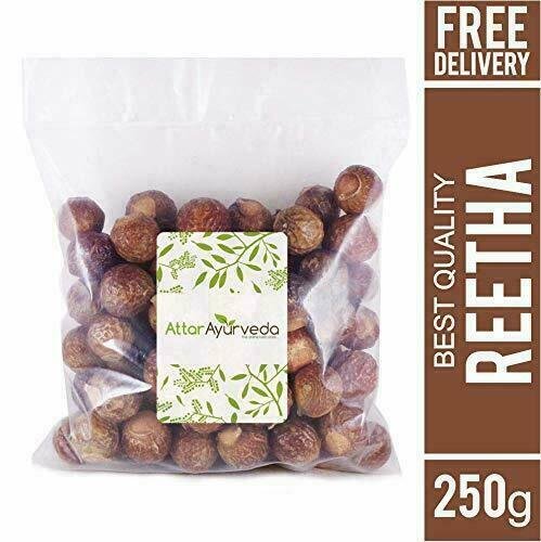 Attar Ayurveda Dried Reetha nuts/whole/Soapnuts for Hair, (Raw form) (250 grams)
