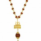 Rudraksh Gold Plated Shiva Om Inspired Mala Pendant Set For Men & Women