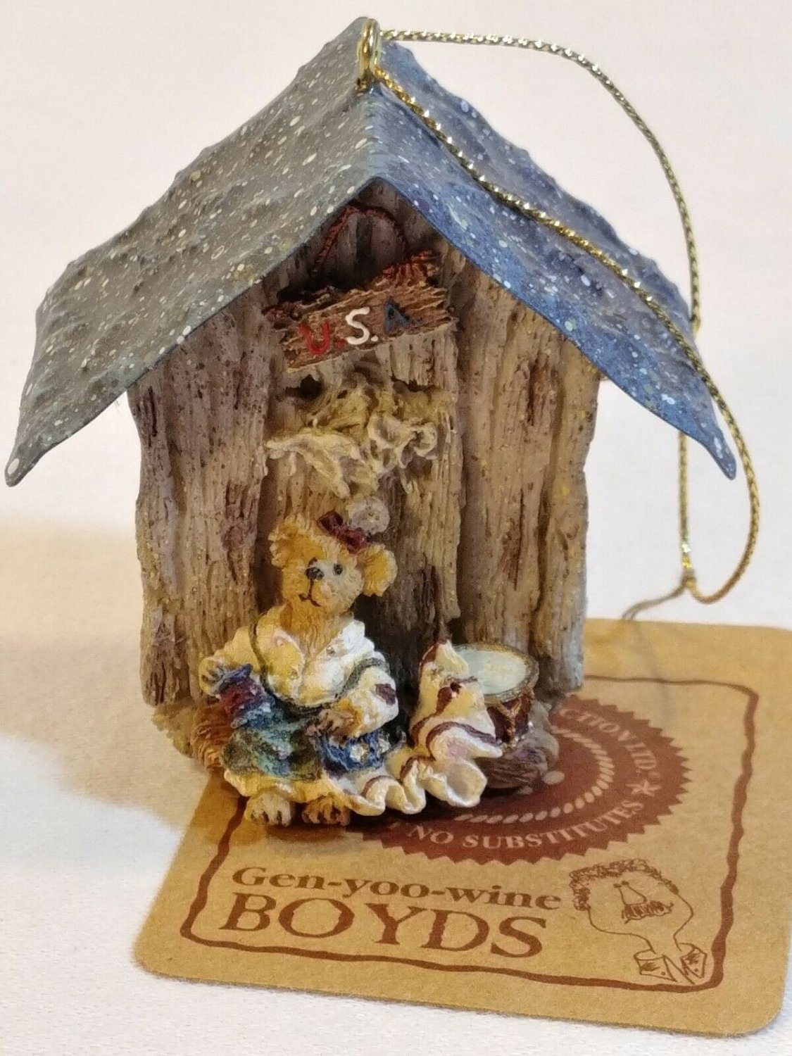 Boyds Bears Mini Birdhouse Christmas ORNAMENT 2002 BETSEY Betsy Ross 654452-1