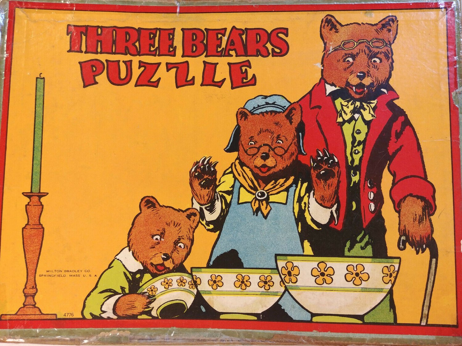 Antique THREE BEARS PUZZLE + Three Little Pigs Milton Bradley #4776 Vintage RARE