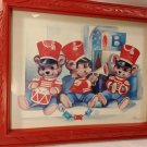 Toy Soldiers Bear Picture in Red Hanging Frame Alphabet Blocks Nursery Decor