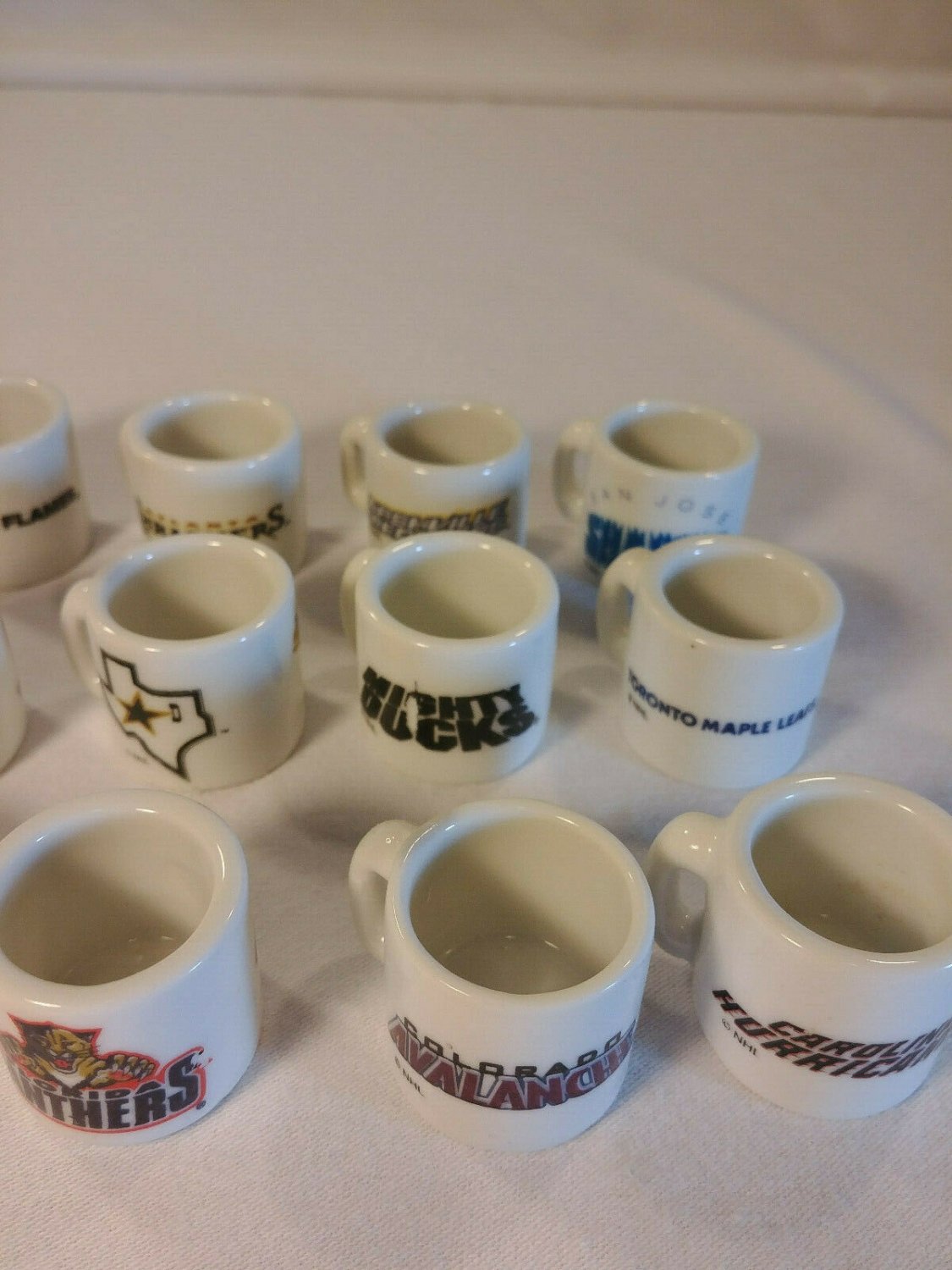 29 Set NHL Hockey MINIATURE MUGS Ceramic Coffee Shots Vintage 1999 ...