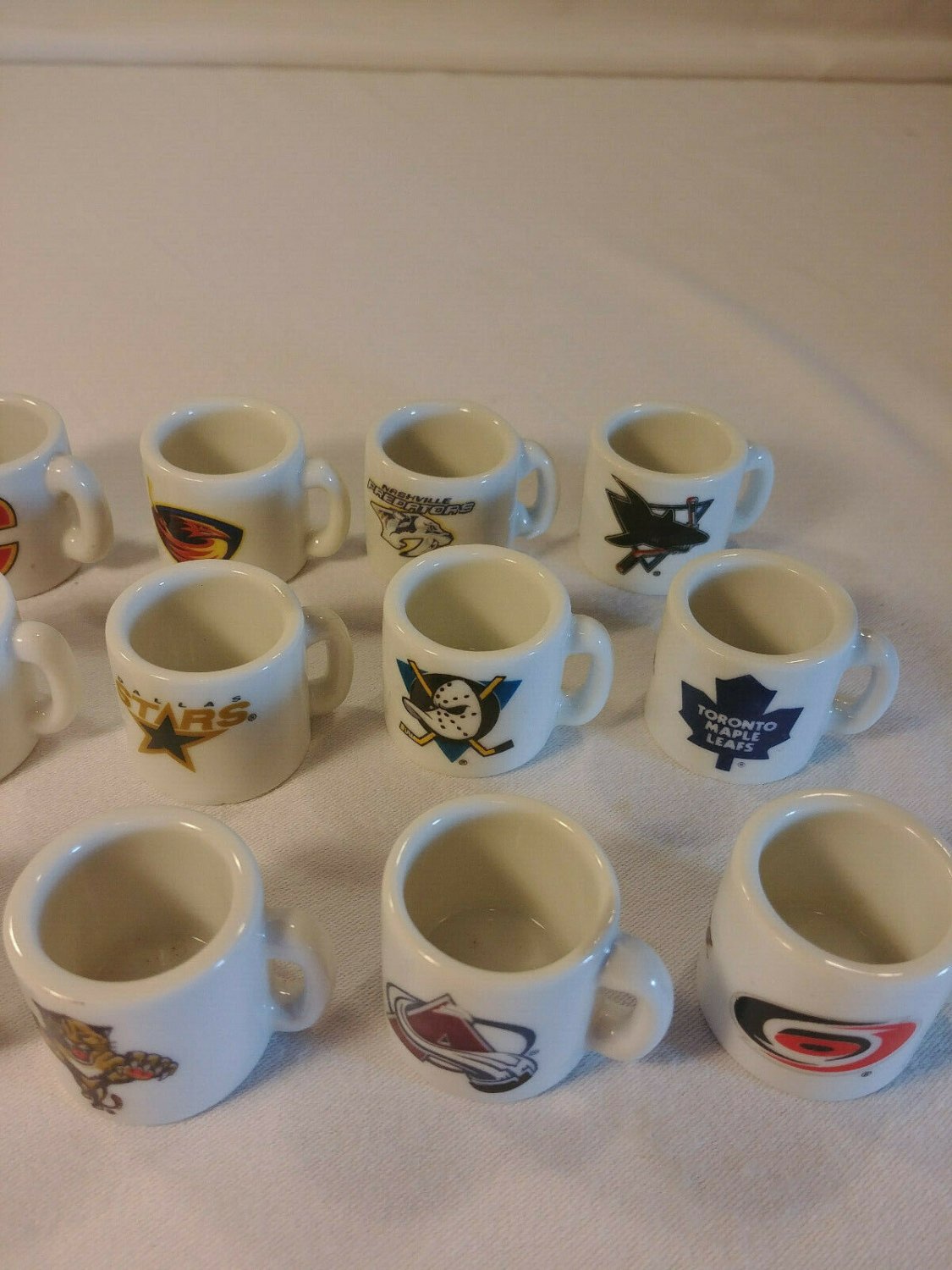 29 Set NHL Hockey MINIATURE MUGS Ceramic Coffee Shots Vintage 1999 ...