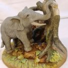 Wild Elephant Ceramic Figurine Gray Painted Figure with Tree Branch Display NICE