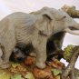 Wild Elephant Ceramic Figurine Gray Painted Figure with Tree Branch Display NICE