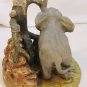 Wild Elephant Ceramic Figurine Gray Painted Figure with Tree Branch Display NICE