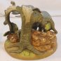 Wild Elephant Ceramic Figurine Gray Painted Figure with Tree Branch Display NICE