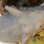 Wild Elephant Ceramic Figurine Gray Painted Figure with Tree Branch Display NICE