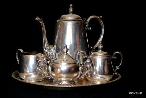WM ROGERS Star and Eagle TEA SET (Silverplate)