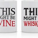 This Might Be Wine, This Might Be Whiskey Couple Mugs - Funny Wine Lover - 11oz Ceramic Coffee Mug