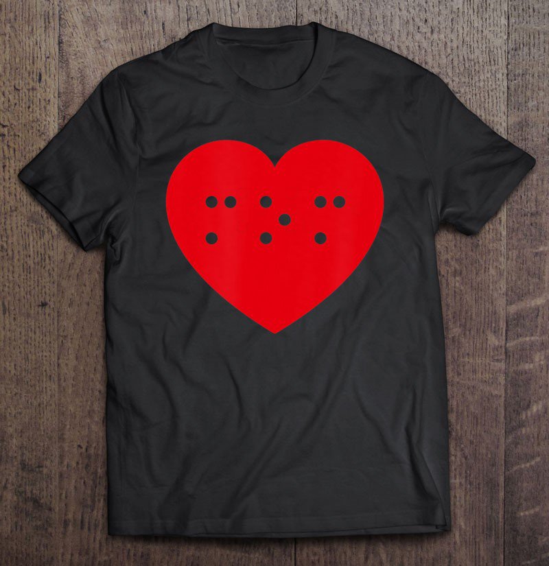 Tadostore Mom In Braille Inside Big Red Heart Mothers Day Tee Shirt