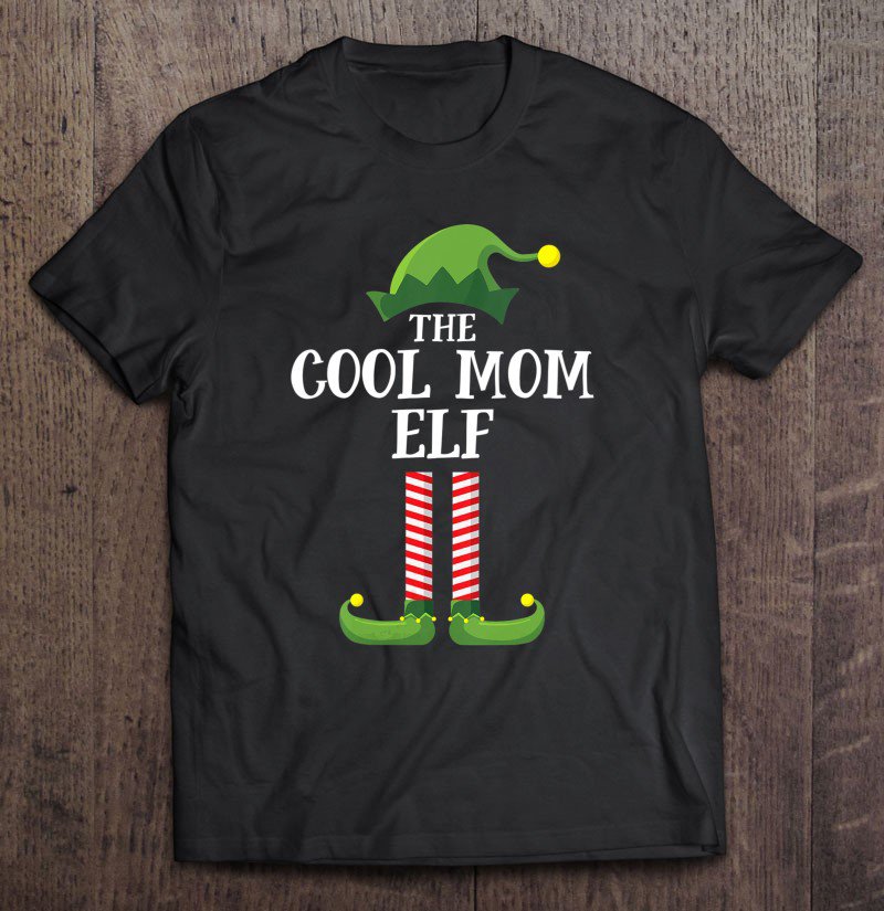 Tadostore Womens Cool Mom Elf Matching Family Group Christmas Party Pajama Tee Shirt