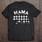 Tadostore Womens Black And White Buffalo Plaid Mama Bear Christmas Pajama V-Neck Tee Shirt