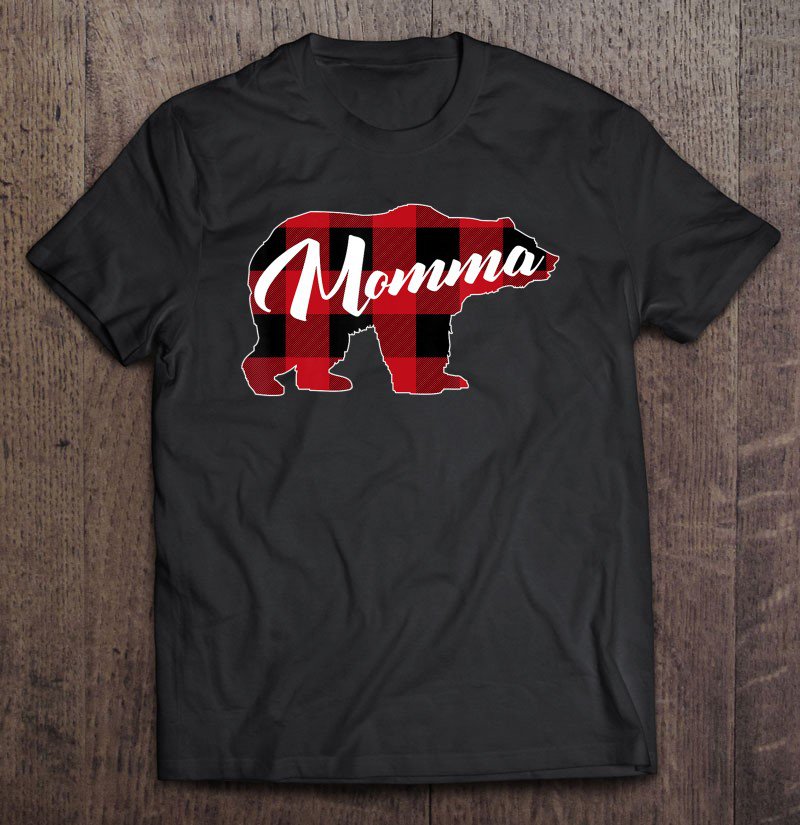 Tadostore Funny Red Plaid Buffalo Bear Apparel, Fun Momma Pajama Tee Shirt
