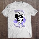 Tadostore Womens Cute Pomsky Momsky Black And White Pomsky Mom Purple Hearts V-Neck Tee Shirt
