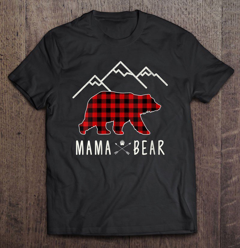 Tadostore Womens Mama Bear Gift - Buffalo Plaid Mama Bear Tee Shirt