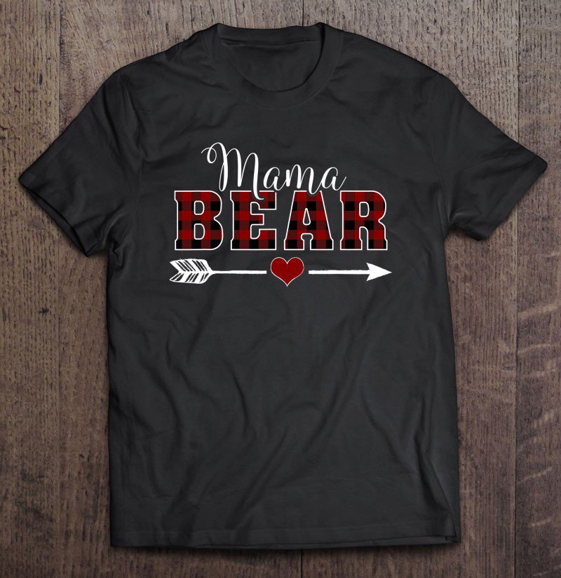 Tadostore Mama Bear Buffalo Plaid Arrow Heart Mom Christmas Pajama Tee Shirt