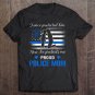 Tadostore Womens Thin Blue Line American Flag Proud Police Mom Tee Shirt