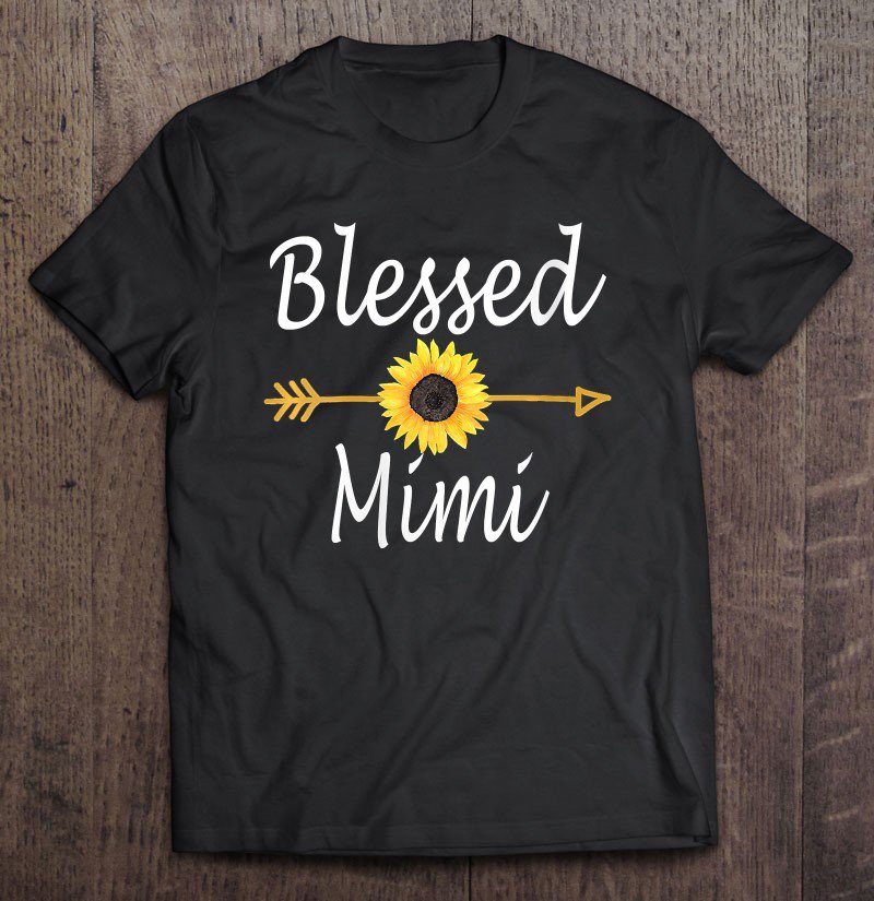 Tadostore Womens Blessed Mimi Sunflower Mothers Day Gifts V-Neck Tee Shirt