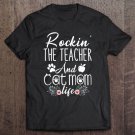 Tadostore Womens Rockin' The Teacher And Cat Mom Life Funny Teacher Gifts Tee Shirt
