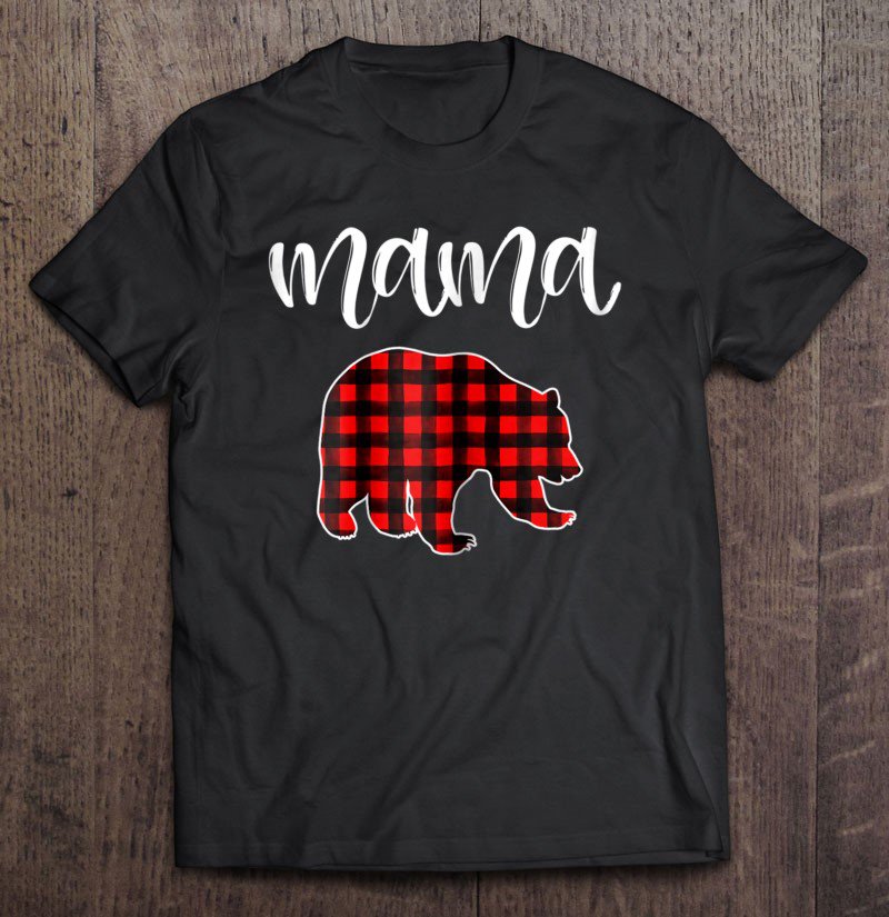 Tadostore Womens Red Plaid Mama Bear Shirt Matching Pajama Family Buffalo Mom Tee Shirt