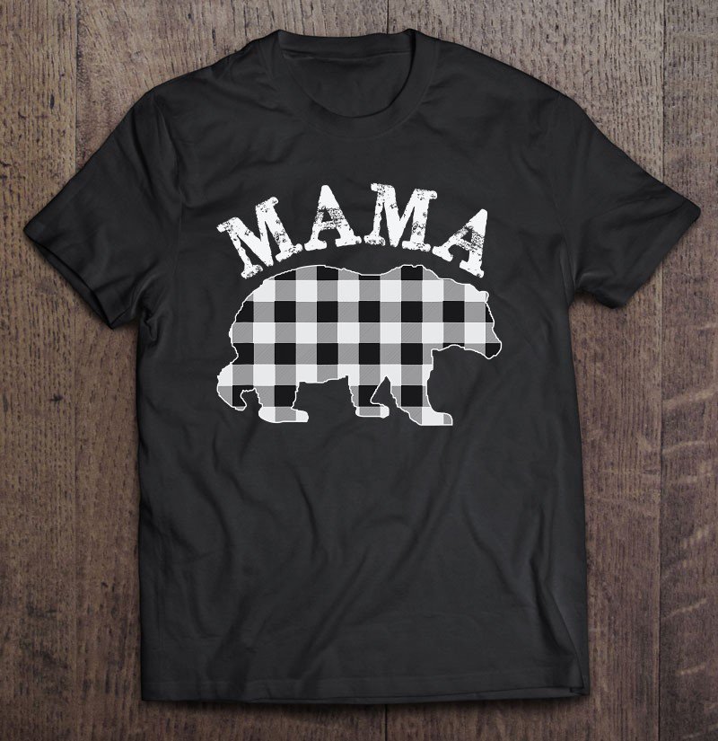 Tadostore White Plaid Mama Bear Buffalo Matching Family Pajama Tee Shirt