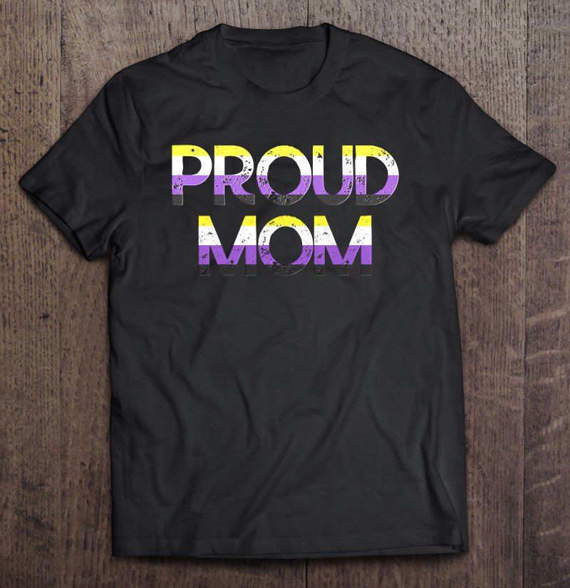 Tadostore Proud Mom Nonbinary Pride Flag Tshirt Lgbt Mother's Day Tee Shirt
