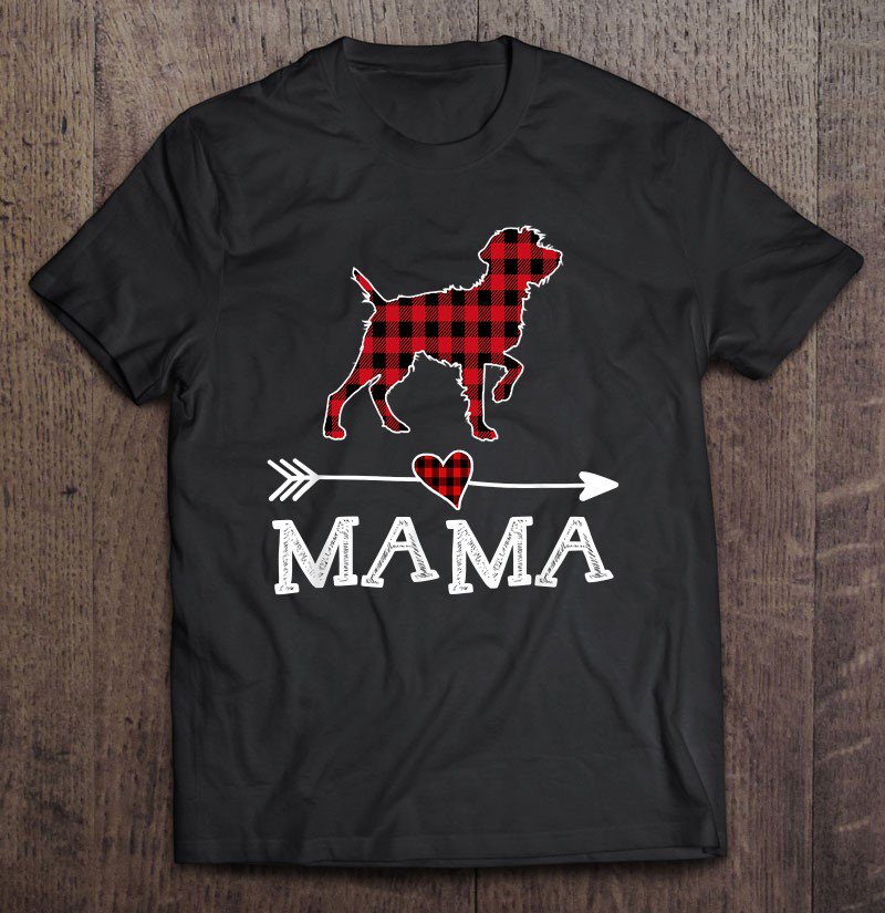 Tadostore Womens Red Plaid Mama Wirehaired Pointing Griffon Dog Mom Tee Shirt