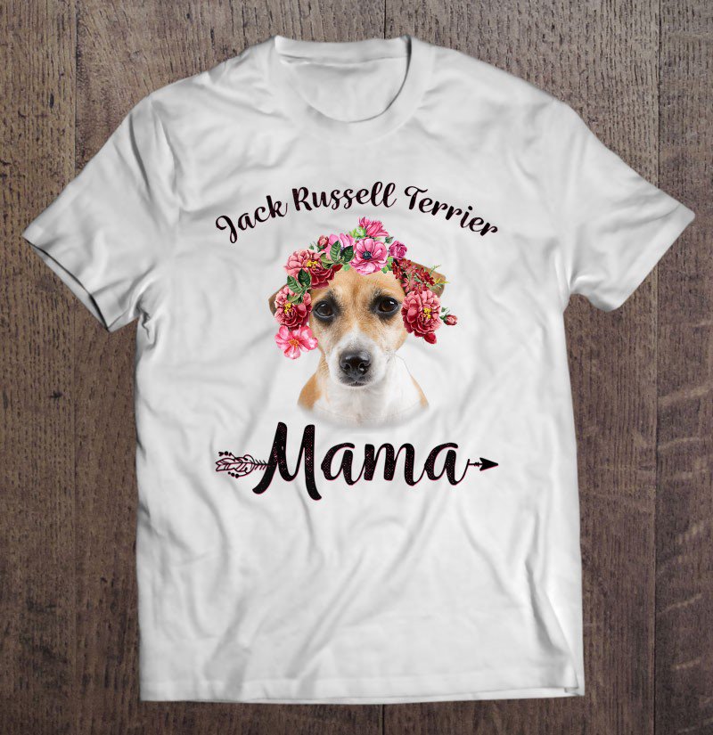 Tadostore Womens Cute Jack Russell Terrier Mama Flower Tee Dog Lover Tee Shirt