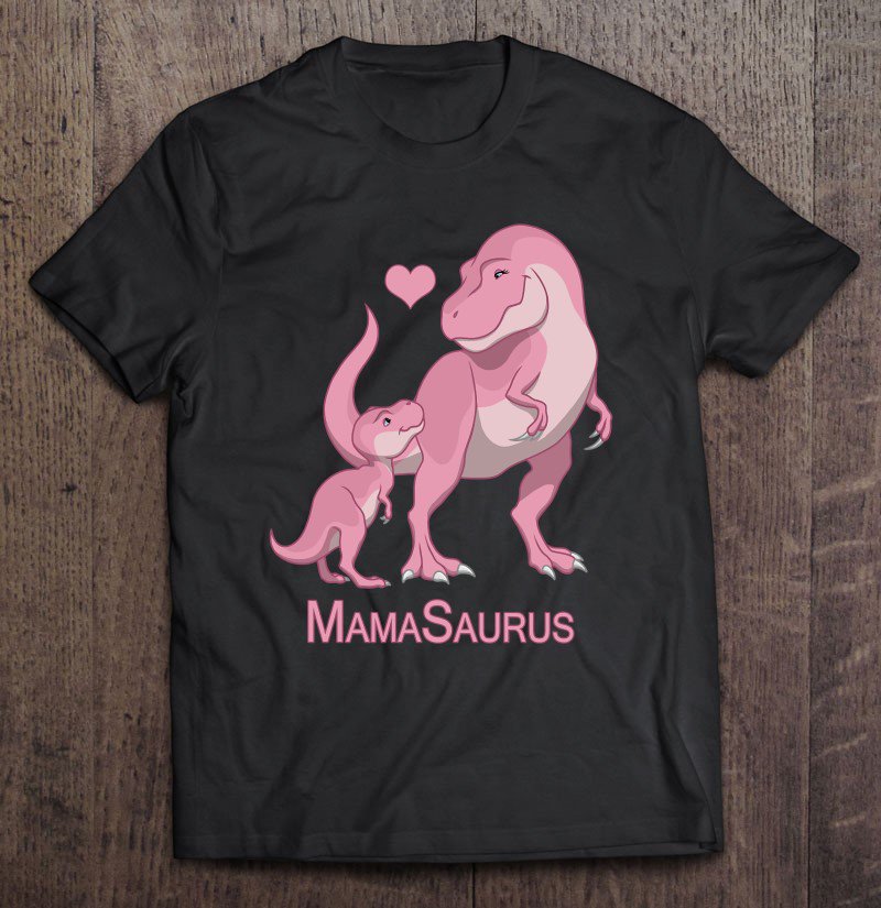 Tadostore Mamasaurus T-Rex Mommy & Baby Girl Dinosaur Tee Shirt