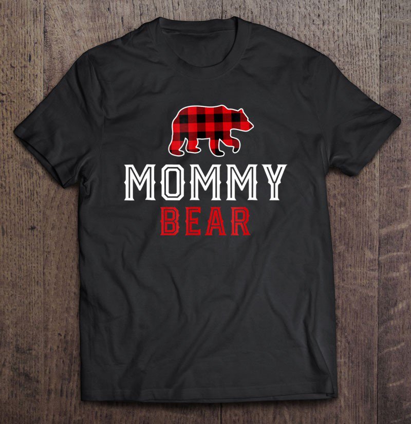 Tadostore Mommy Bear Red Plaid Buffalo Matching Family Pajama Tee Shirt