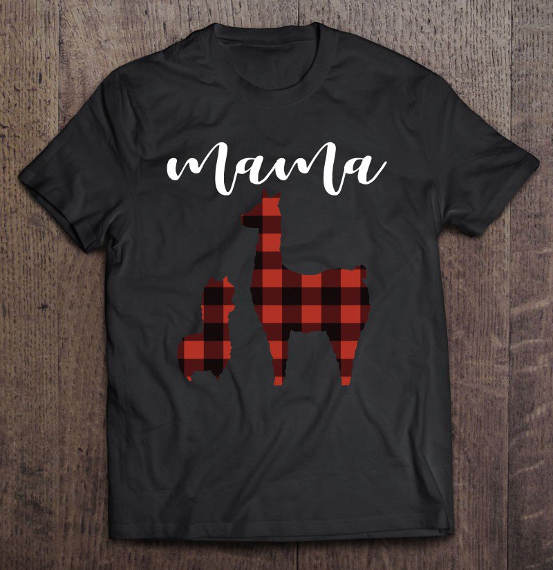 Tadostore Plaid Mama Llama Pajama Top, Buffalo Plaid Mama Llama Tee Shirt