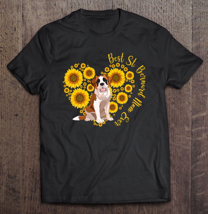 Tadostore St. Bernard Mom Sunflower Heart Funny Mother's Day Gift Tee Shirt
