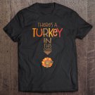 Tadostore Womens There's A Turkey In This Oven Funny Pregnant Thanksgiving Raglan Baseball Tee Tee S