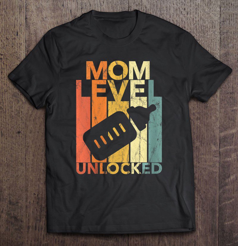 Tadostore Womens Mom Level Unlocked First Time Mommy Announcement Gift Tee Shirt