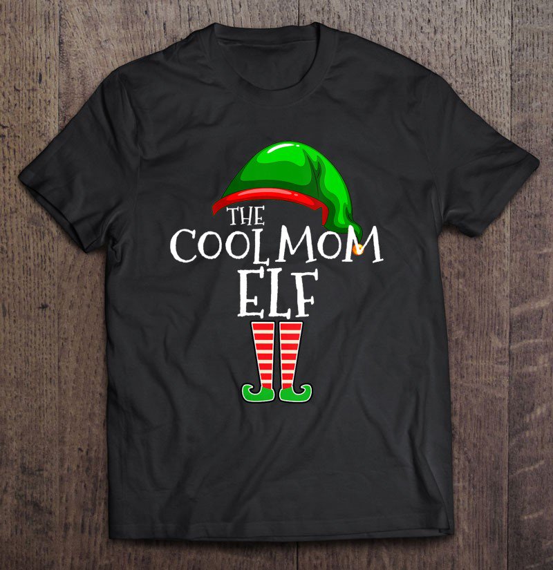 Tadostore Womens The Cool Mom Elf Family Matching Group Christmas Gift Mommy Tee Shirt