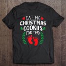 Tadostore Womens Christmas Baby Announcement Eating Christmas Cookies For Two Tee Shirt