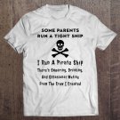 Tadostore Womens Pirate Mom Shirt Gifts For Mothers I Run A Pirate Ship V-Neck Tee Shirt