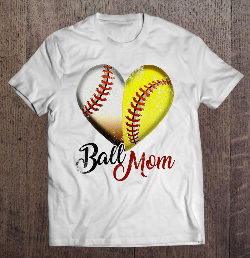 Tadostore Funny Ball Mom Heart Tshirt Gift For Baseball Players Tee Shirt