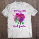 Tadostore World's Best Great Grandma Purple Pink Green Flower Bouquet Tee Shirt