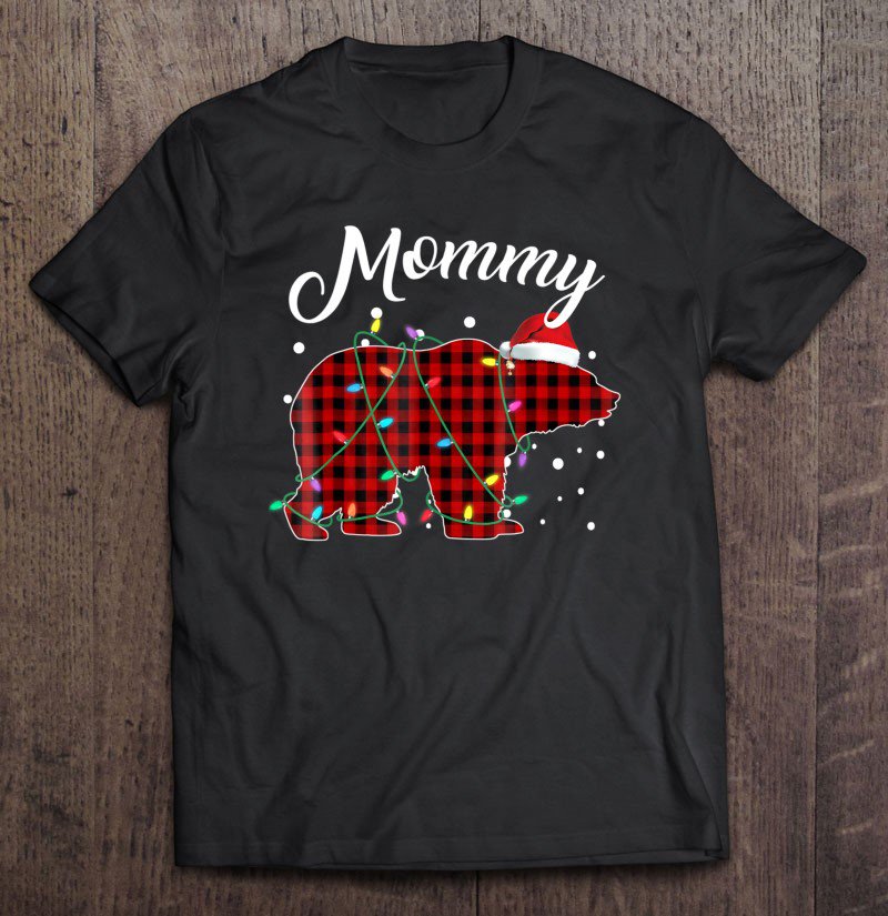 Tadostore Red Plaid Mommy Bear Matching Buffalo Pajama Tee Shirt