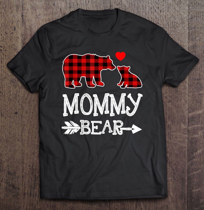 Tadostore Red Plaid Mommy Bear Christmas Pajama Matching Family Gift Tee Shirt