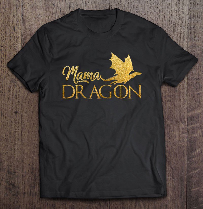 Tadostore Womens Mama Dragon Tribe Gold Matching Family Mom Mother Tee Shirt