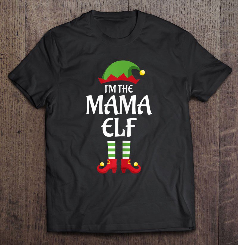 Tadostore Womens I'm The Mama Elf Family Matching Group Christmas Gift Tee Shirt
