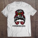 Tadostore #Momlife Red Plaid Messy Bun Girl Christmas Tee Shirt