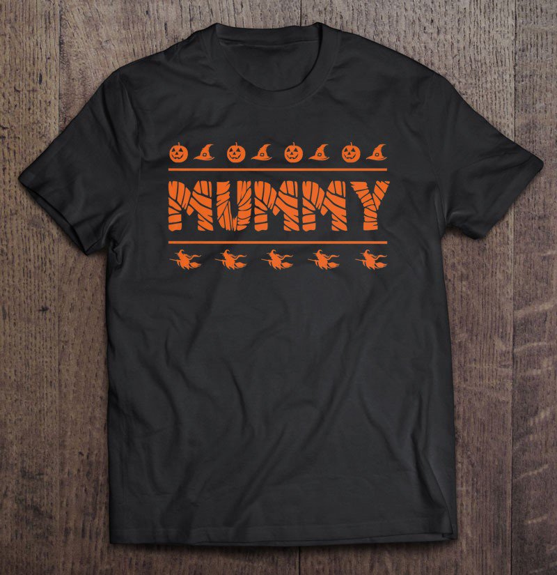 Tadostore Womens Mummy Funny Halloween Mom Costume Pumpkins Witch Creepy Gift Premium Tee Shirt