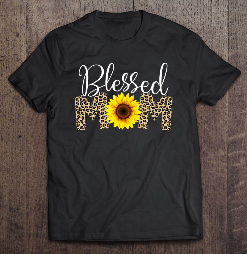 Tadostore Blessed Mom Leopard Print Sunflower Tee Shirt