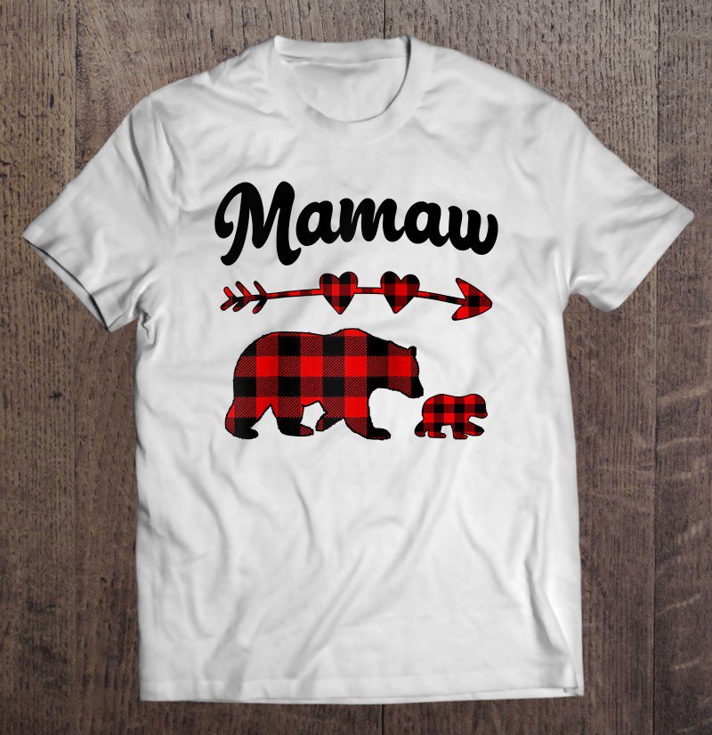 Tadostore Mamaw Bear Christmas Pajama Red Plaid Buffalo Family Gift Raglan Baseball Tee Tee Shirt